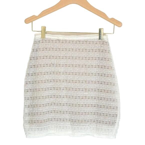 For Love And Lemons Dresses & Skirts - For Love & Lemons - Mini High Waist Skirt in White & Nude Ruffle Lace / Size S
